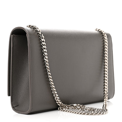 Saint Laurent Grain De Poudre Medium Classic Monogram Kate Satchel Earth Grey 3 of 13