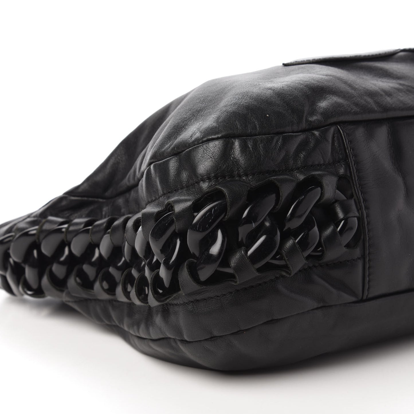 Calfskin Modern Chain Rhodoid Hobo Black