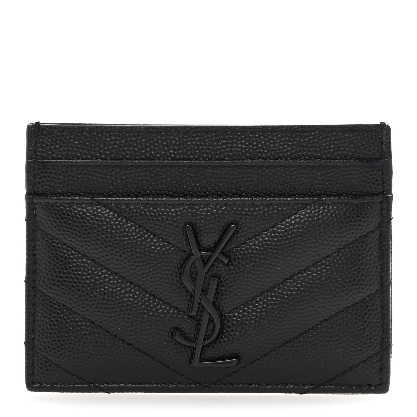 Grain De Poudre Matelasse Chevron Monochrome Monogram Credit Card Case Black
