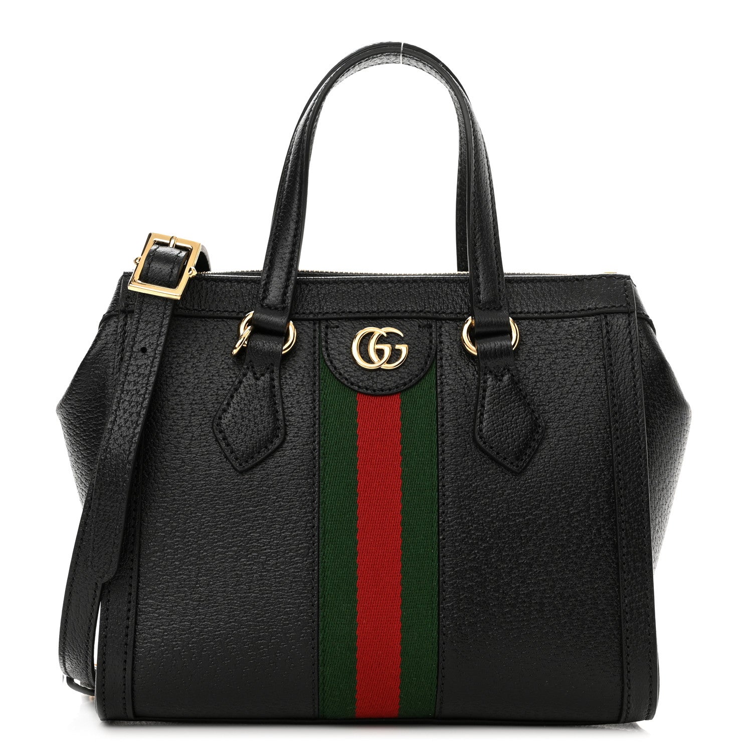 Gucci Textured Calfskin Web Small Ophidia Tote Bag Black 1 of 10