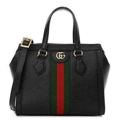 Gucci Textured Calfskin Web Small Ophidia Tote Bag Black 1 of 10