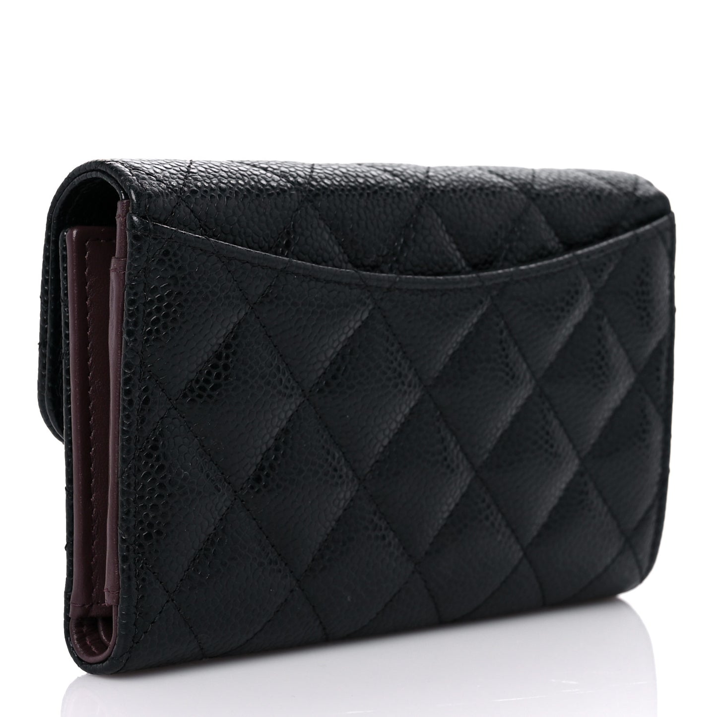 Caviar Quilted Medium Flap Wallet Black