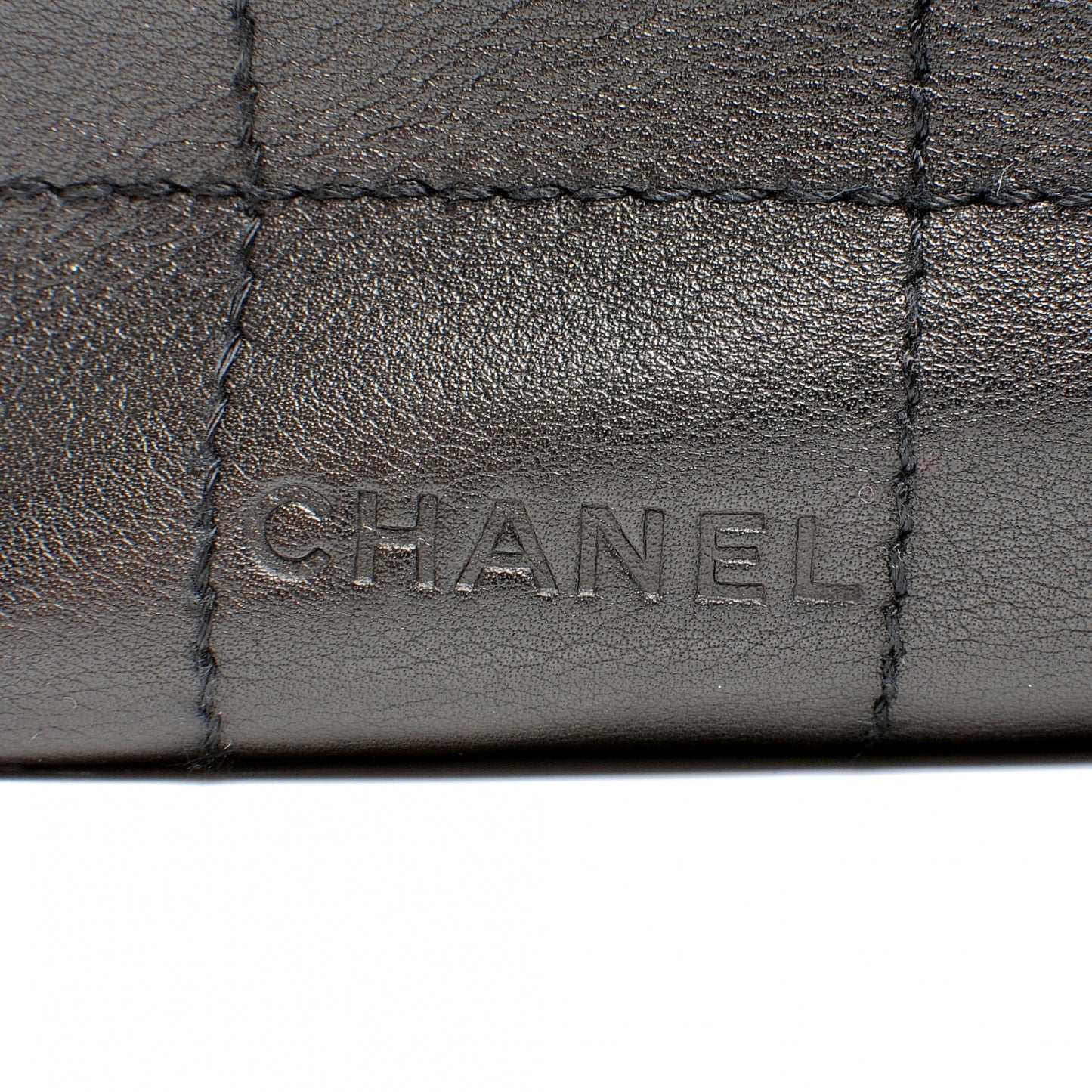 Leather Square Stitched Small Handbag Black