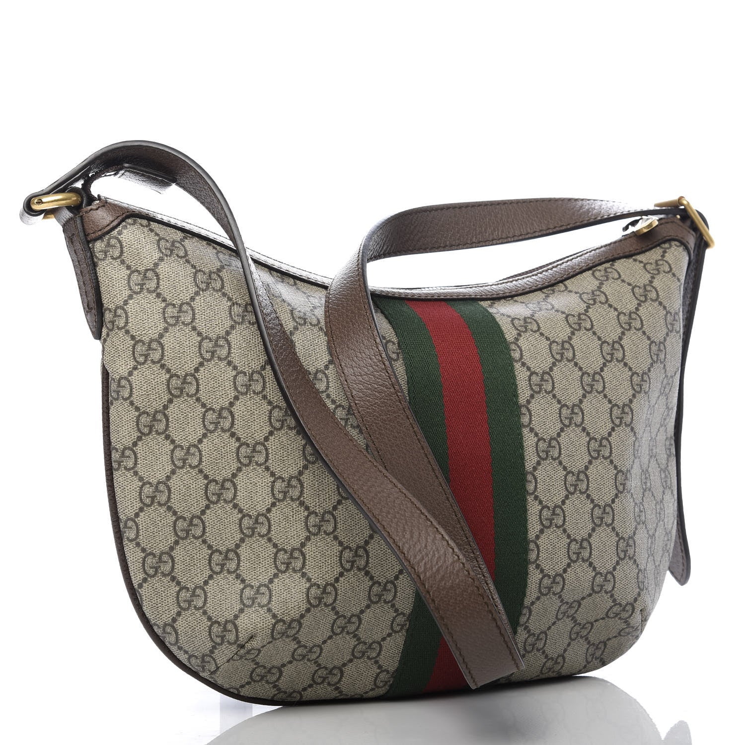 Gucci GG Supreme Monogram Web Small Ophidia Half Moon Hobo Brown 3 of 10