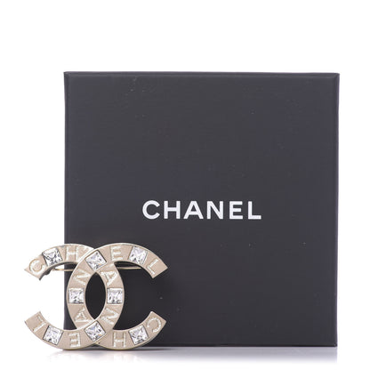 Chanel Crystal Metal CC Paris Button Brooch Gold 3 of 5