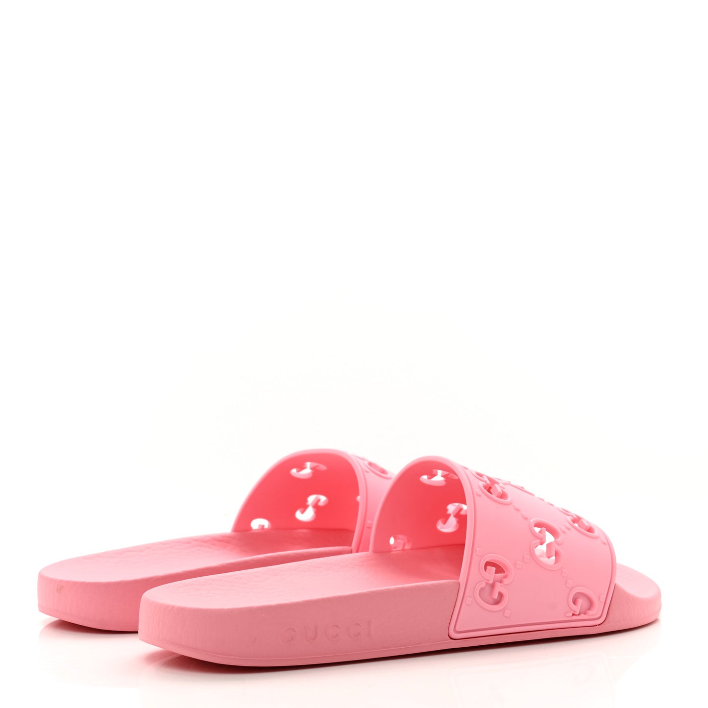 Rubber GG Monogram Perforated Womens Slide Sandals 38 Rose Box