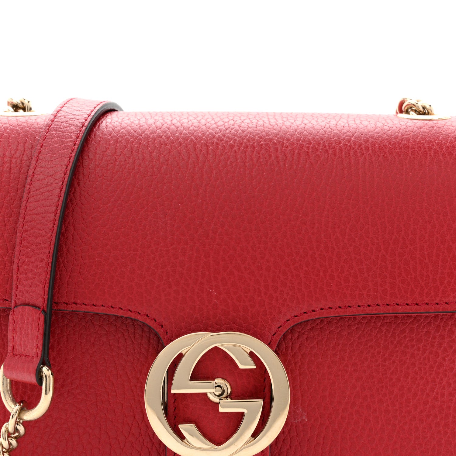 Gucci Dollar Calfskin Small Interlocking G Shoulder Bag Red 8 of 13