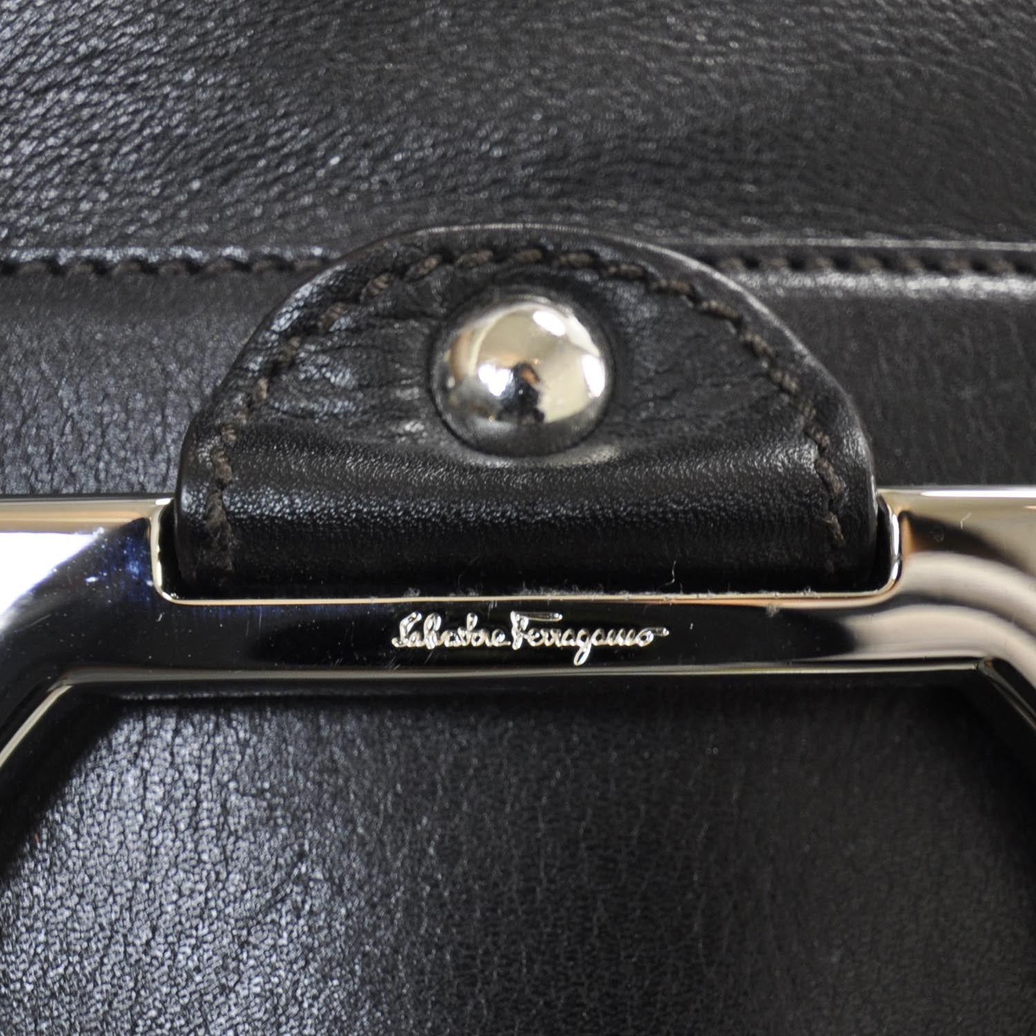 FASHIONPHILE SALVATOREFERRAGAMOLeatherGancioToteBlack 8 of 8