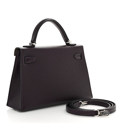 Hermes Chevre Mysore Verso Mini Kelly Sellier 20 Raisin Origan 3 of 10