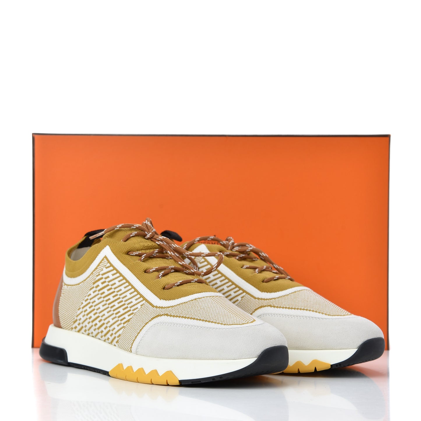 Knit Goatskin Womens Addict Sneakers 40 Ocre