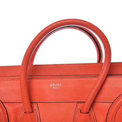 Celine Drummed Calfskin Mini Luggage Coquelicot 7 of 14