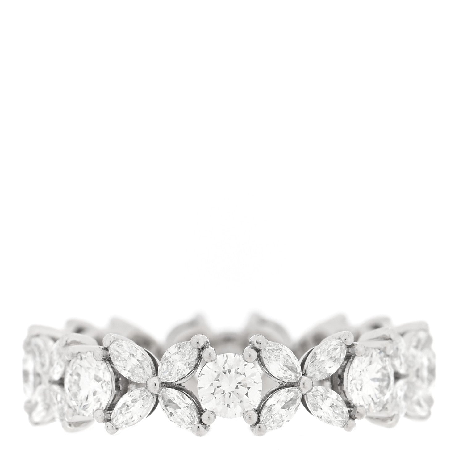 Tiffany Platinum Diamond Victoria Alternating Band Ring 53 6.25 3 of 5
