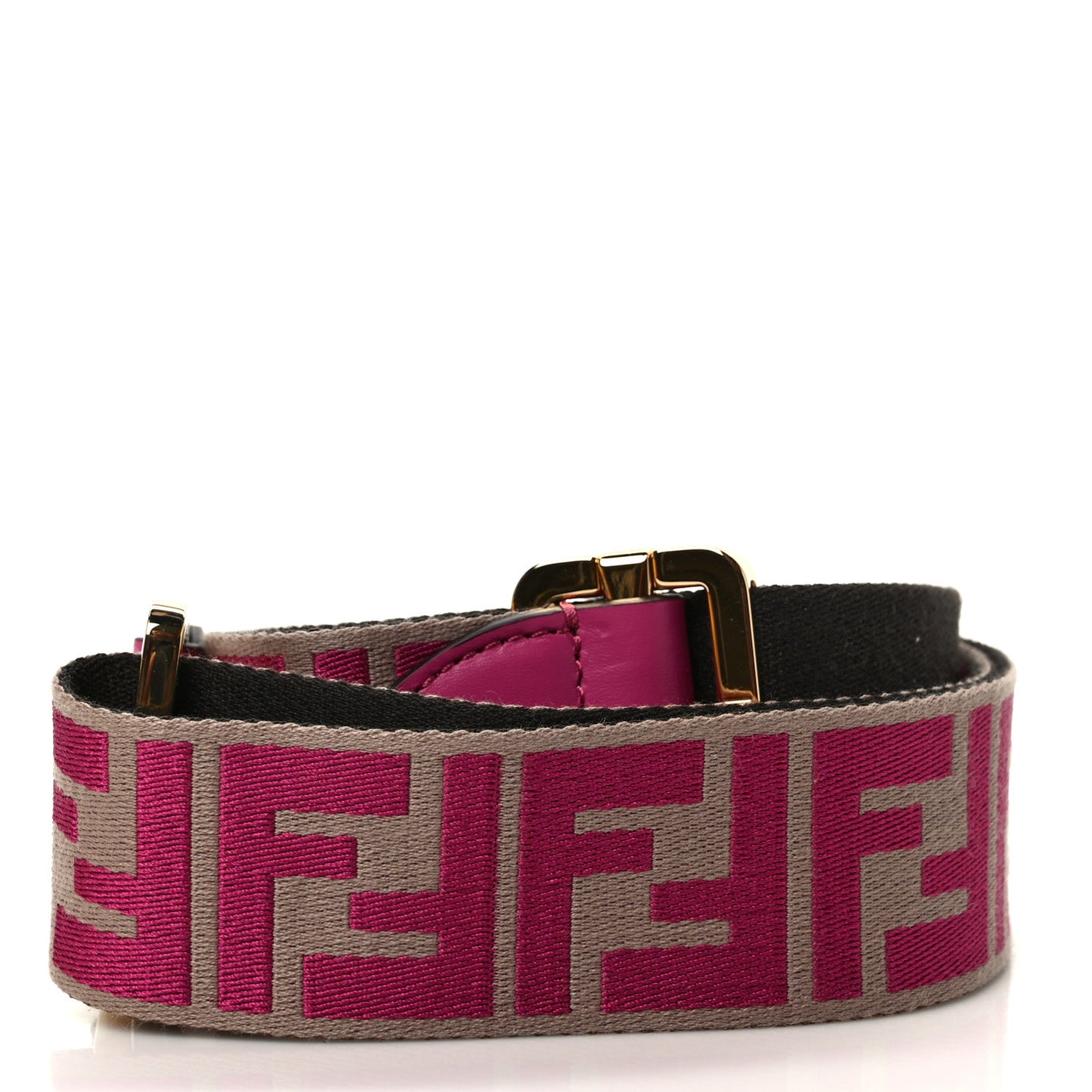 Ribbon Vitello Seta FF 1974 Pequin Reversible Adjustable Strap You Marrone Pink