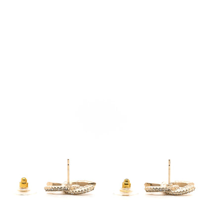 Chanel Crystal Timeless CC Earrings Light Gold 3 of 4