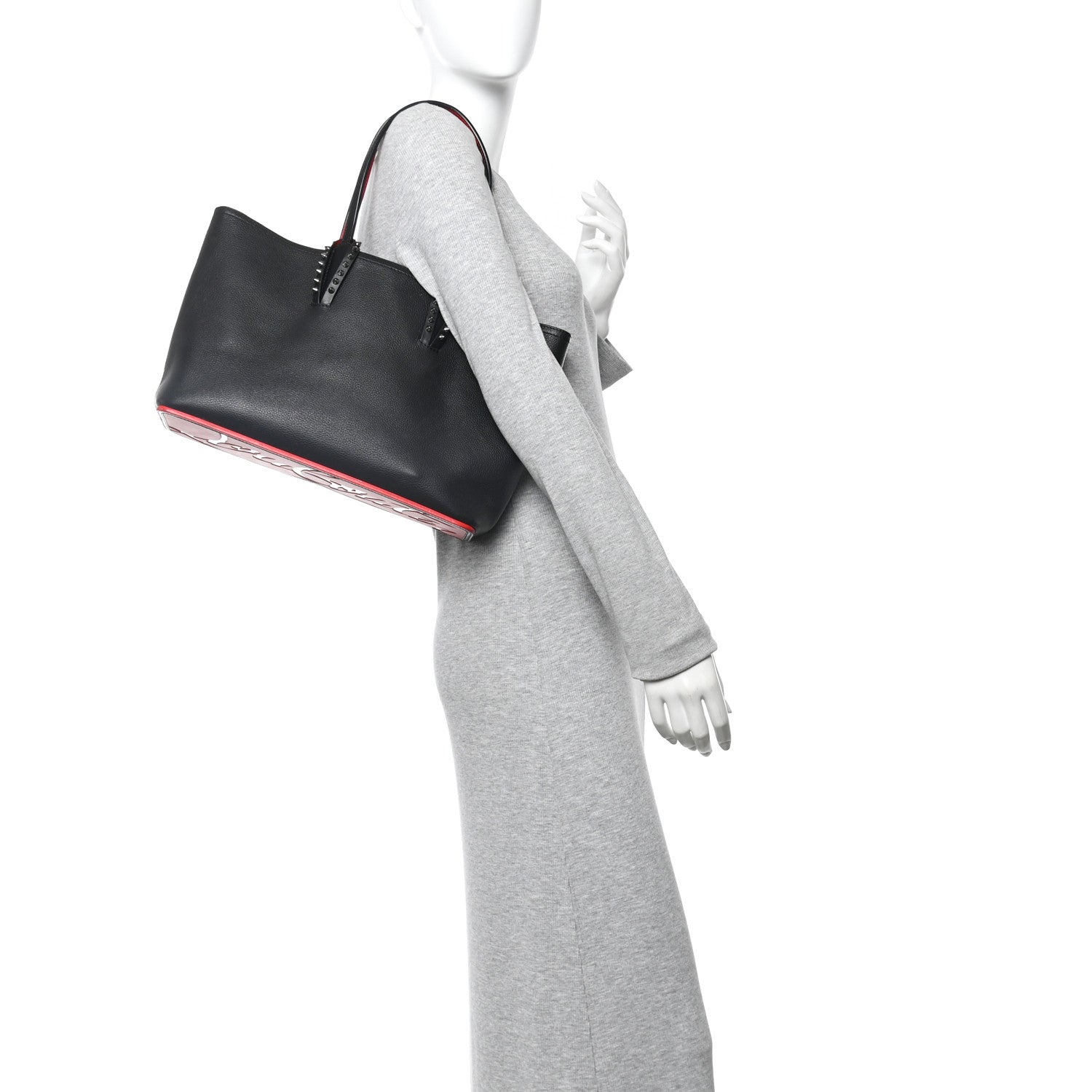 Christian Louboutin Calfskin Spikes East West Cabata Tote Black Black 2 of 14