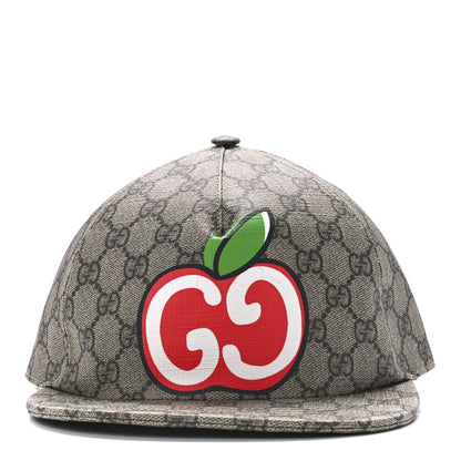 Gucci GG Supreme Monogram Apple Print Baseball Hat M Beige Red 2 of 9