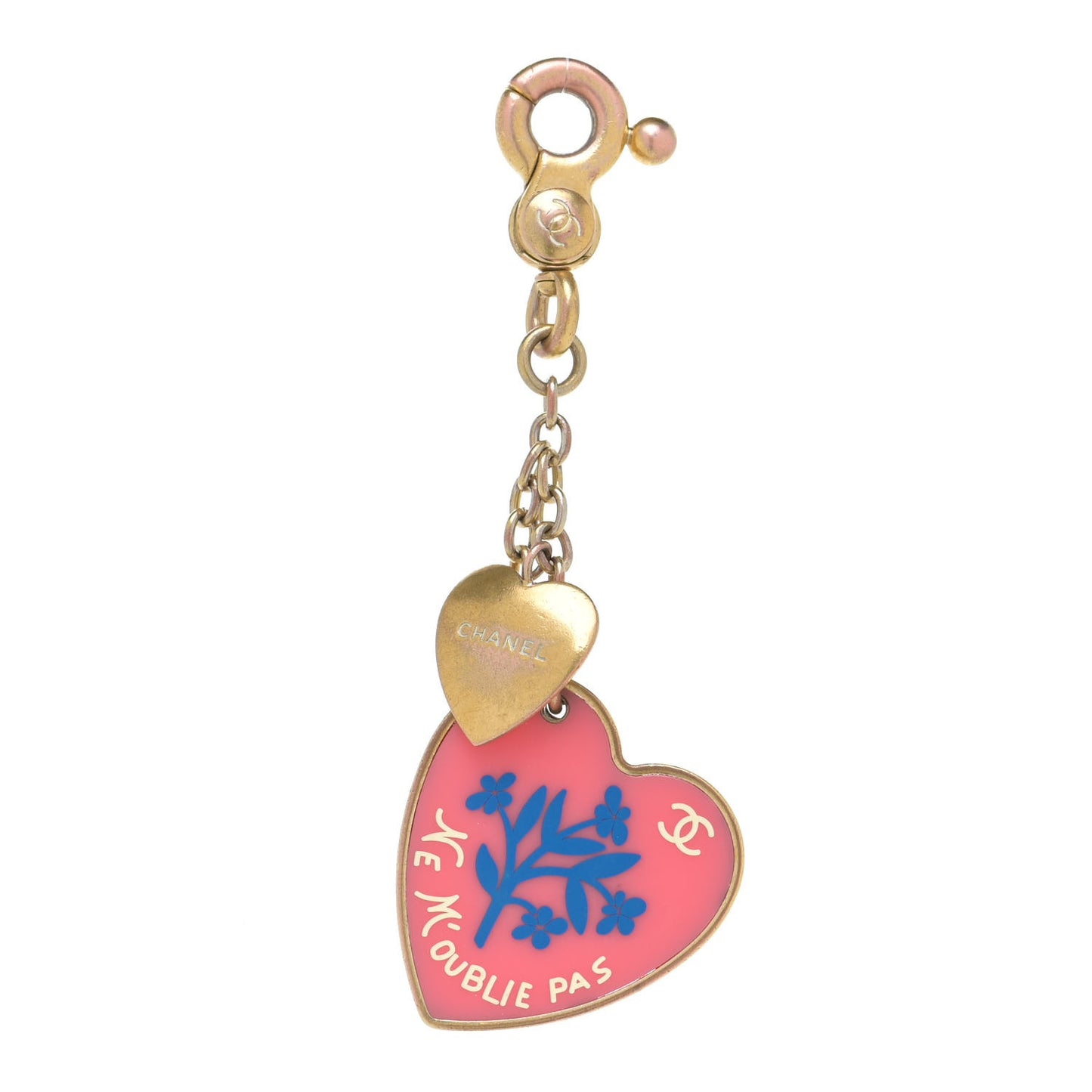Metal Ne M'oublie Pas Heart Keychain Pink