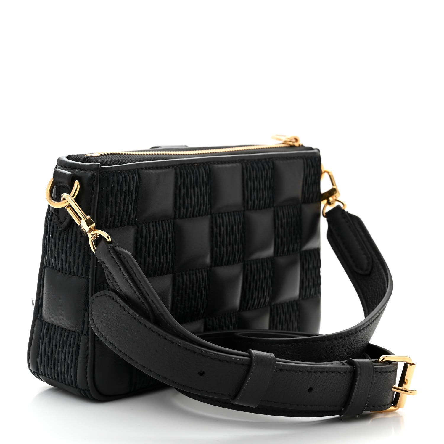 Louis Vuitton LOUIS VUITTON Damier Quilt Lambskin Troca Pochette Black 3 of 10
