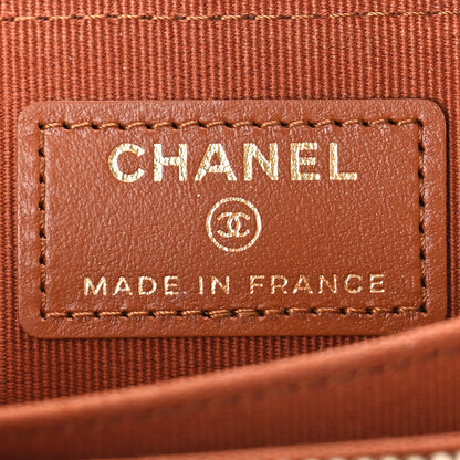 Chanel Caviar Quilted Zip Around Coin Purse Wallet Light Brown 6 of 9