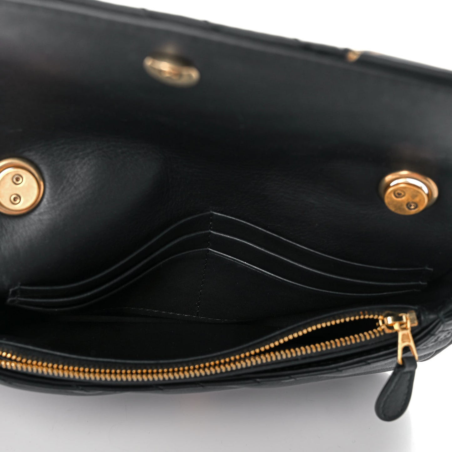 Calfskin Logo Embroidered Shoulder Bag Black