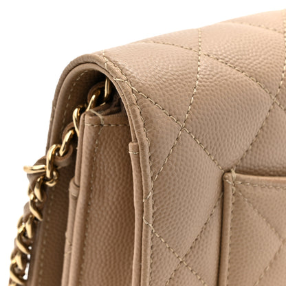 Chanel Caviar Quilted Wallet On Chain WOC Beige 17 of 19