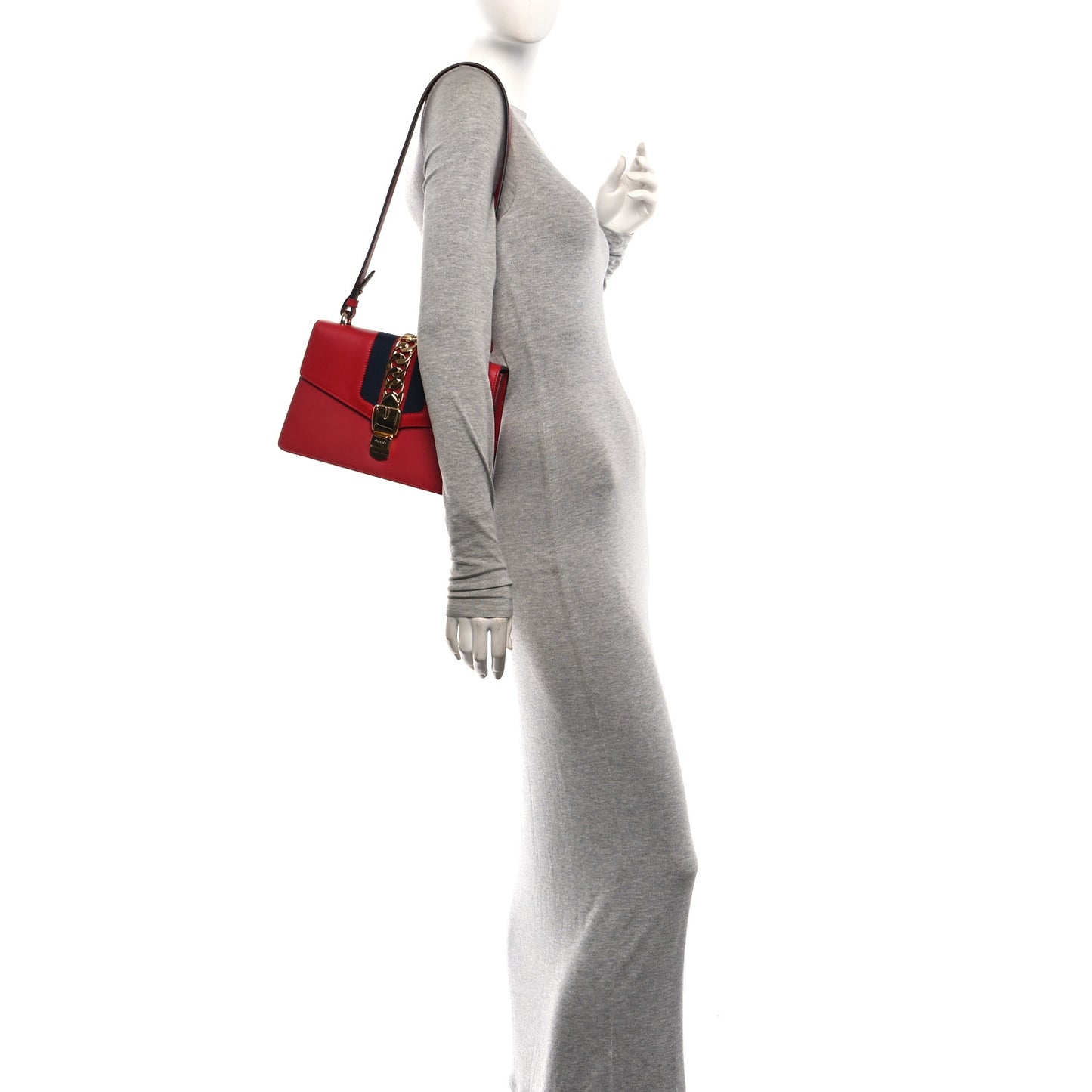 Calfskin Small Sylvie Shoulder Bag Hibiscus Red