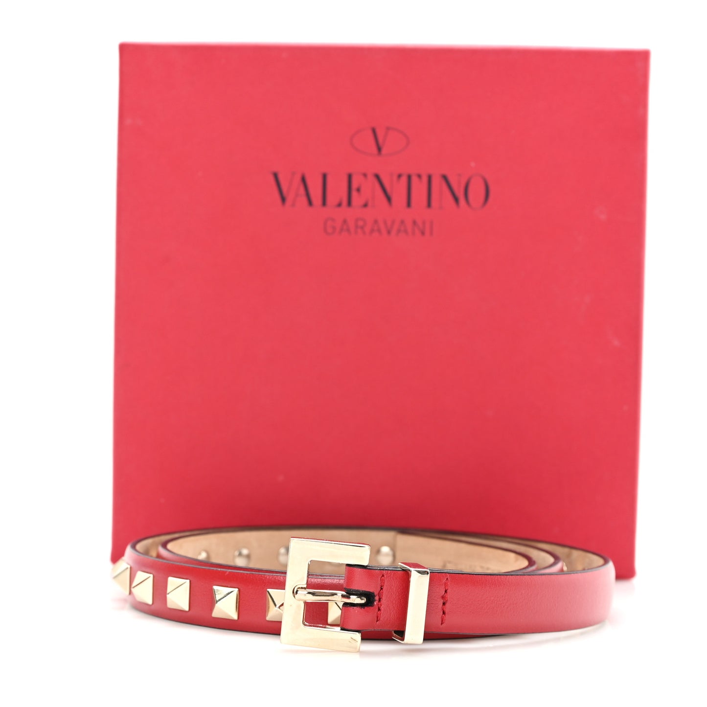 Calfskin Rockstud Belt 75 30 Red