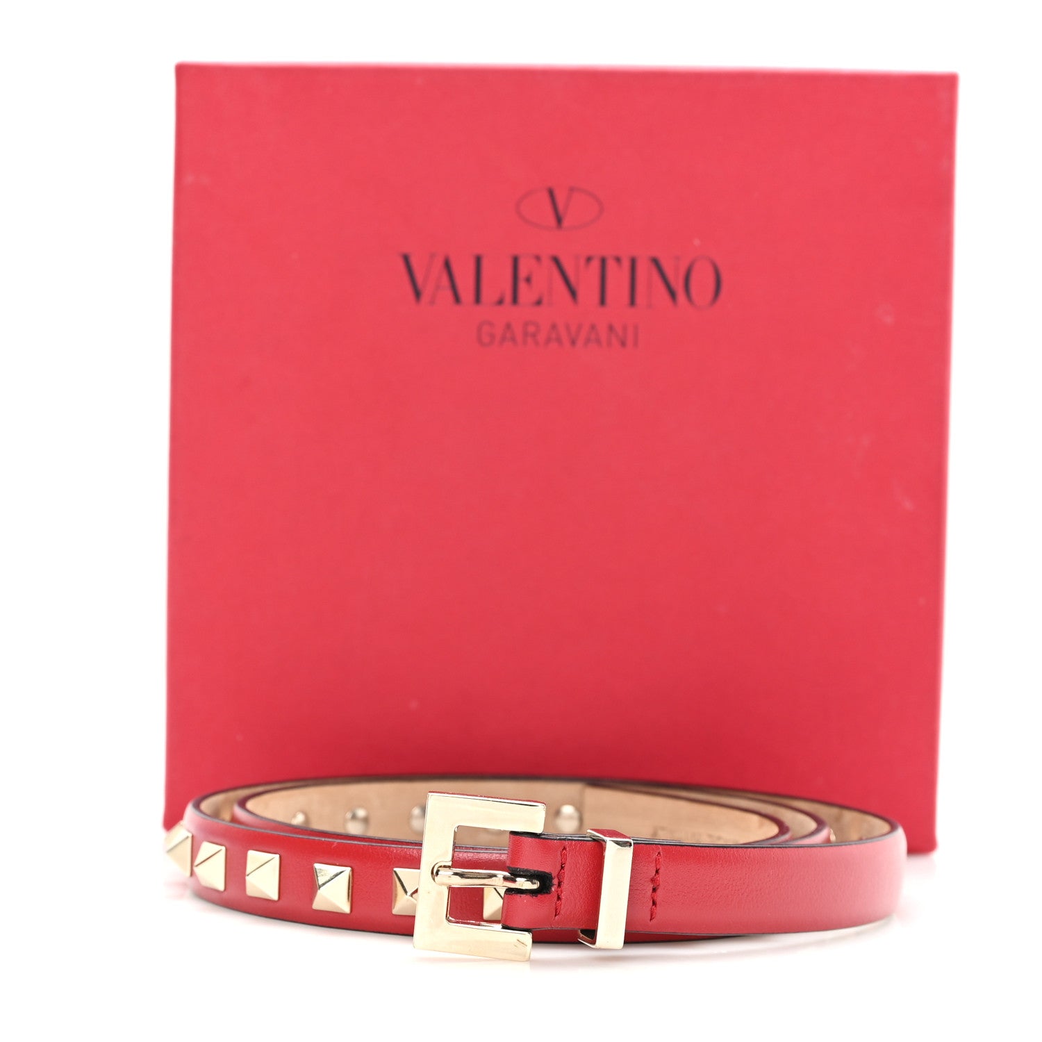 Valentino Garavani Calfskin Rockstud Belt 75 30 Red 6 of 6