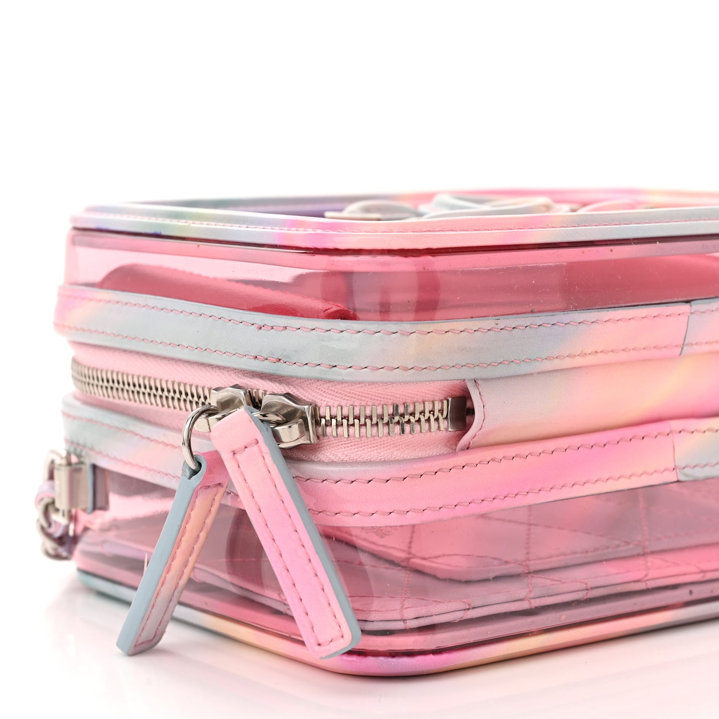 PVC Patent Calfskin Patent Lambskin Small CC Vanity Case Pink