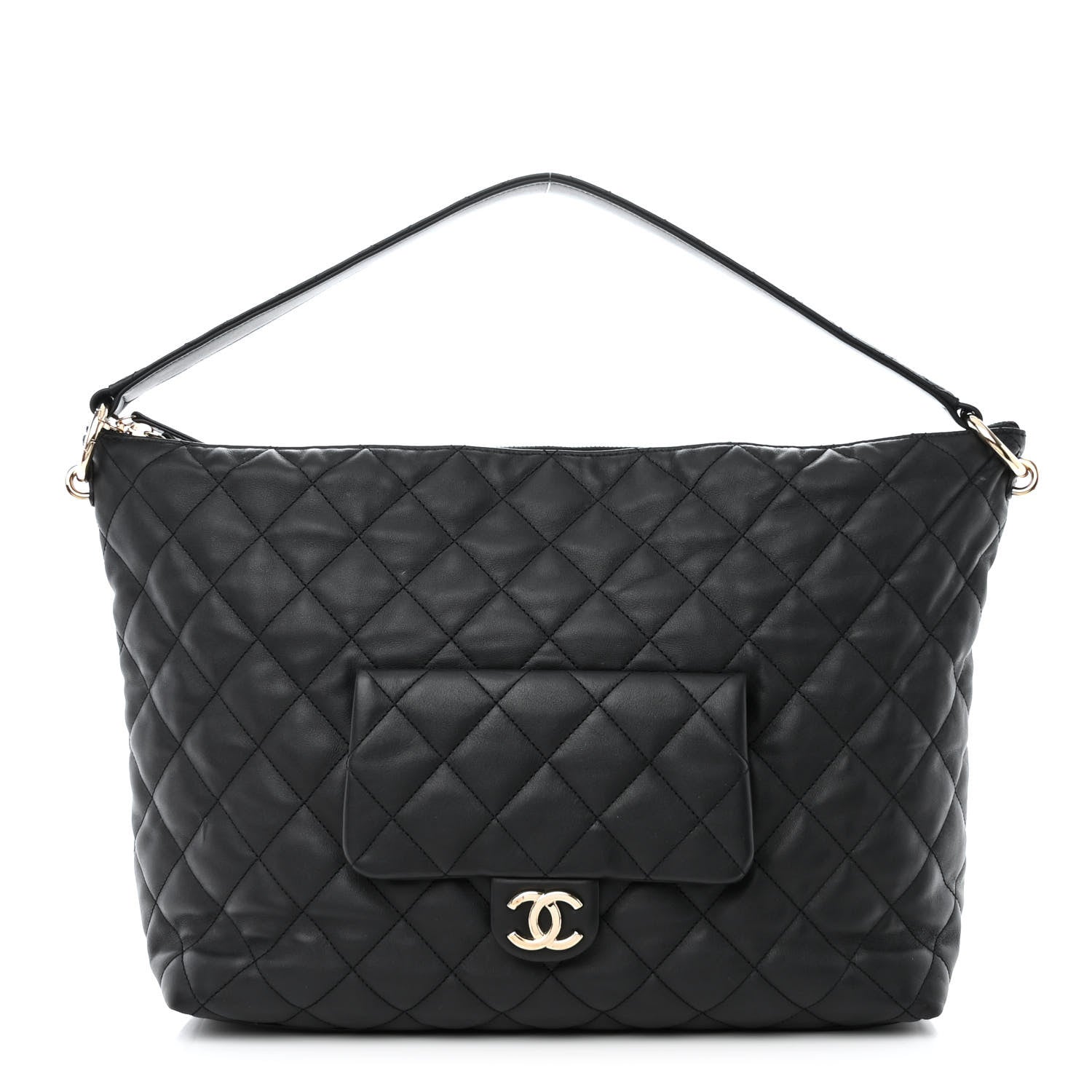 Chanel Lambskin Quilted Pocket Hobo Black 1 of 12