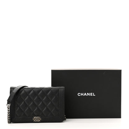 Chanel Caviar Quilted Boy Wallet On Chain WOC Black 12 of 12