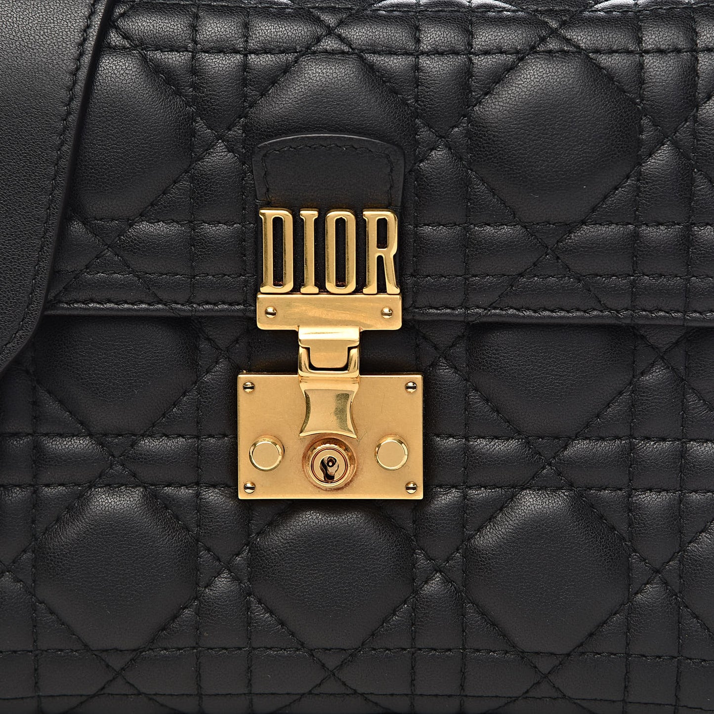 Lambskin Cannage Dioraddict Wallet on Chain Bag Black