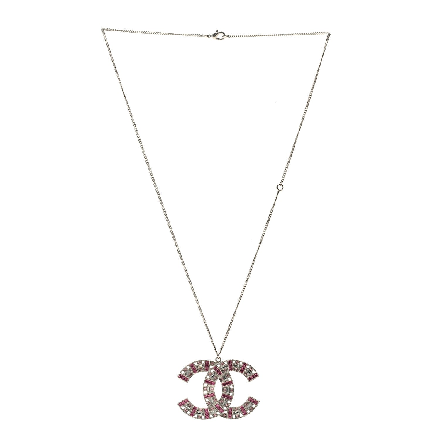 Chanel Baguette Crystal Large CC Necklace Pink 3 of 5
