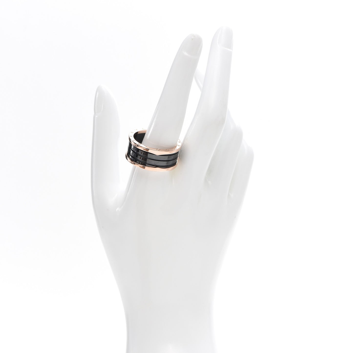 18K Rose Gold Black Ceramic B.Zero1 Four-Band Ring 72 13.5