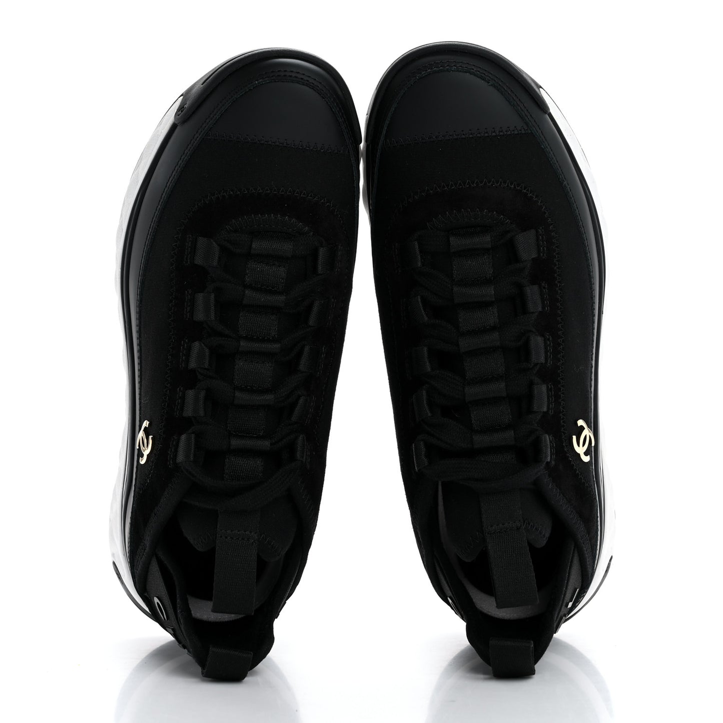 Velvet Calfskin Mixed Fibers CC Sneakers 36 Black