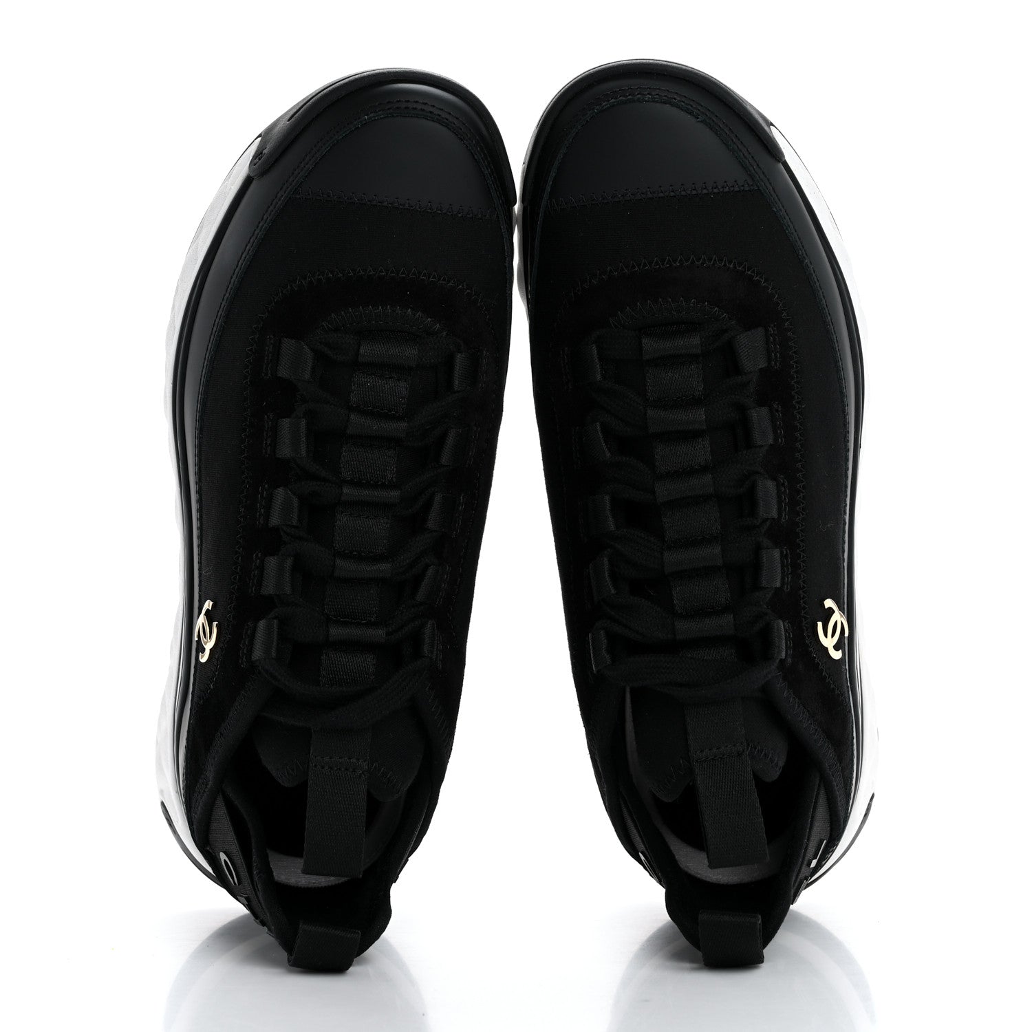 Chanel Velvet Calfskin Mixed Fibers CC Sneakers 36 Black 2 of 9