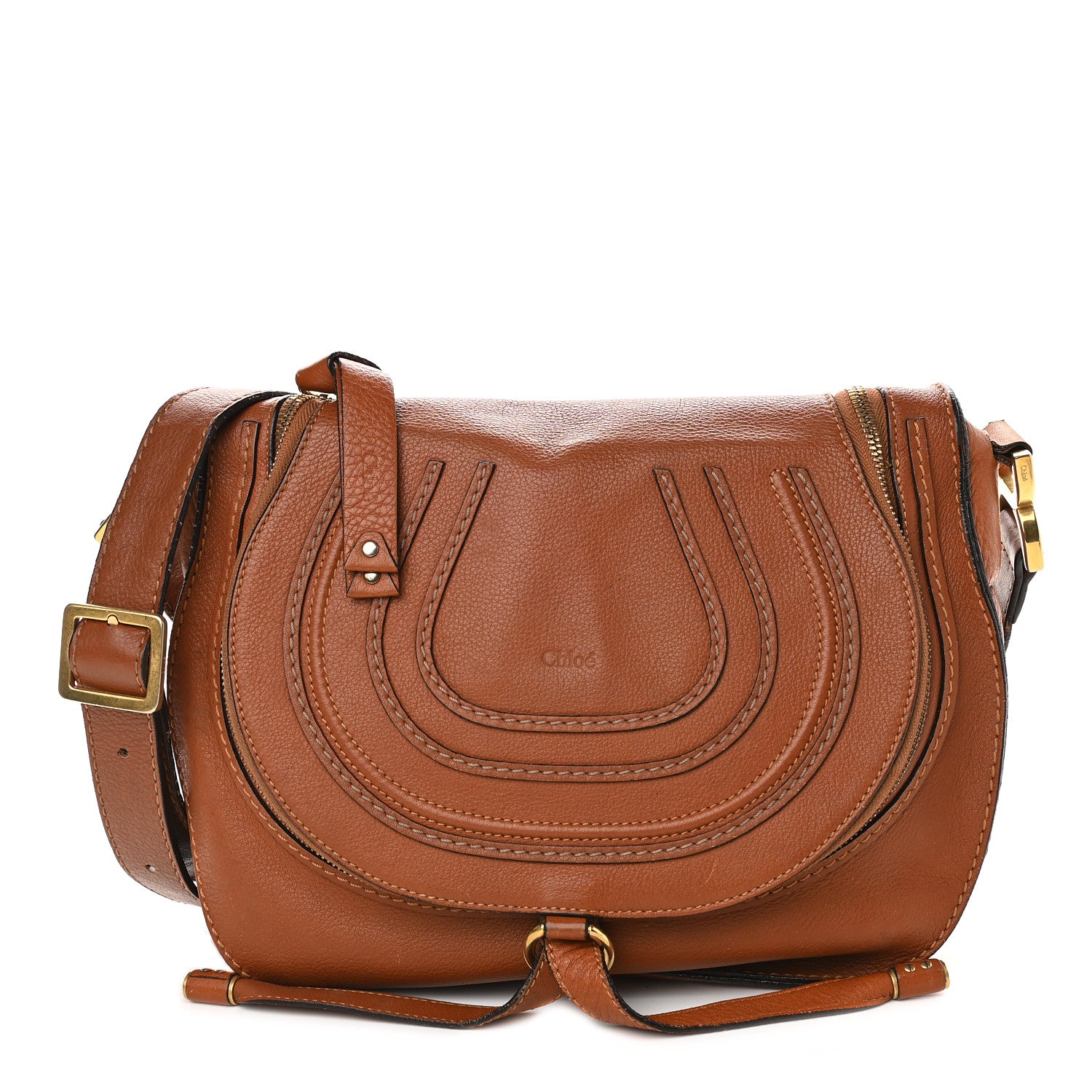 Chloe Calfskin Medium Marcie Round Zip Crossbody Bag Tan 1 of 13