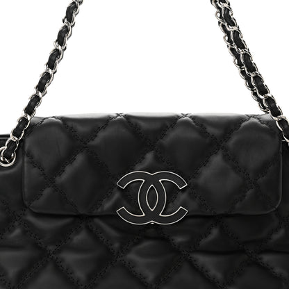 Chanel Calfskin Double Stitch Large Hamptons Flap Bag Black 8 of 10