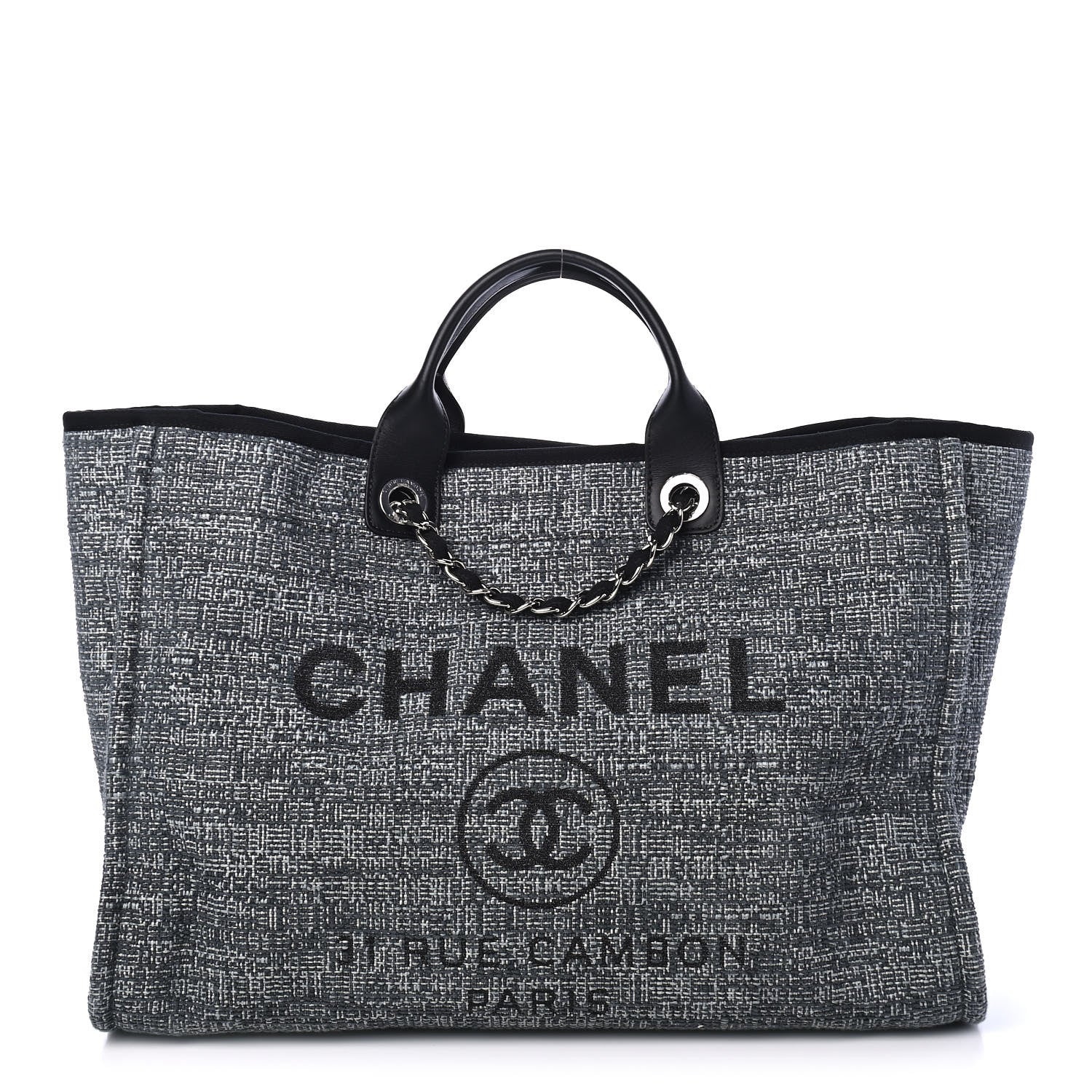 Chanel Canvas Large Deauville Tote Charcoal 1 of 4