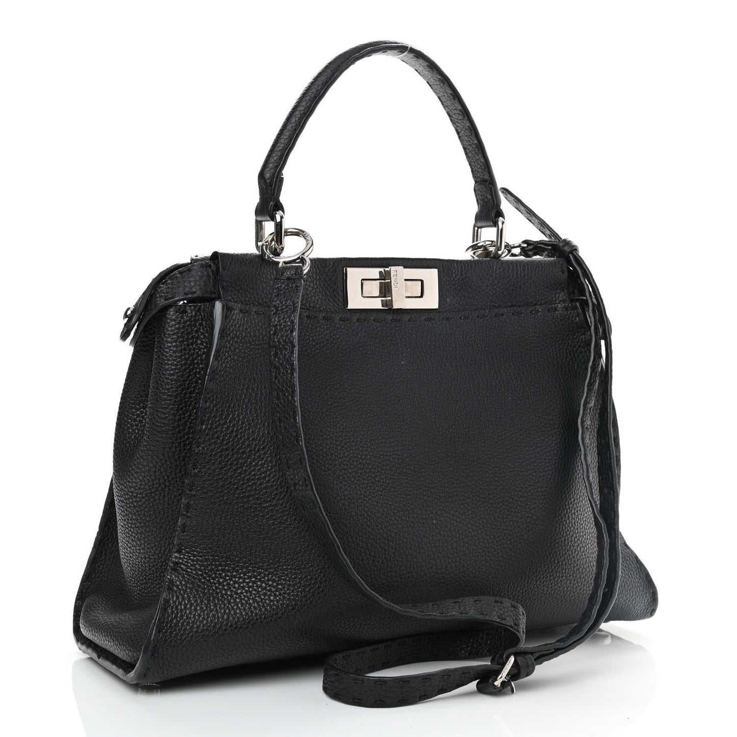 Cuoio Romano Selleria Bi-Color Medium Peekaboo Iconic Satchel Black Mou