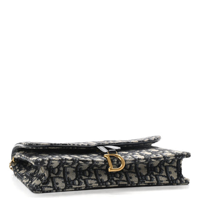 Christian Dior Oblique Saddle Chain Pouch Blue 4 of 9