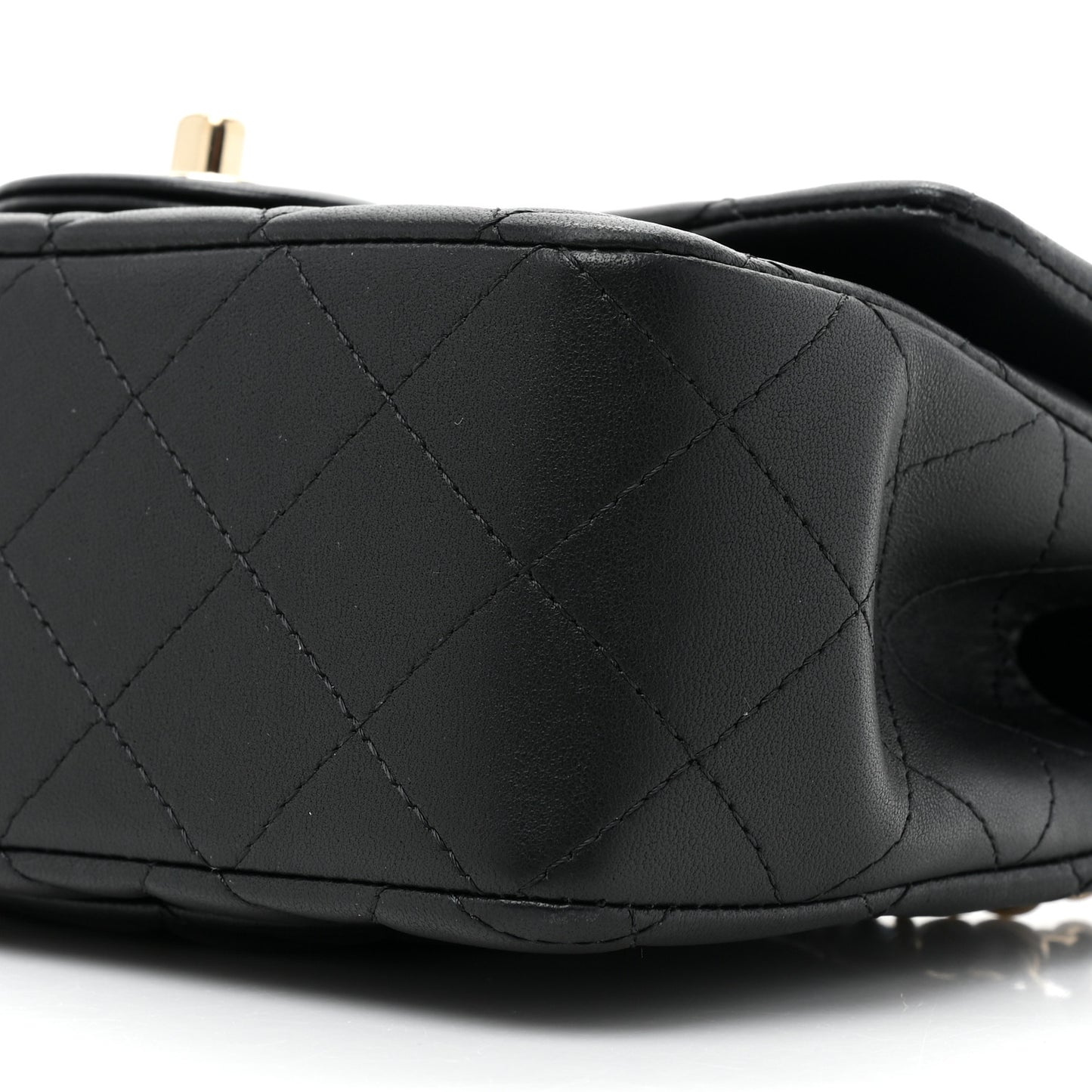 Lambskin Quilted Mini Top Handle Rectangular Flap Black
