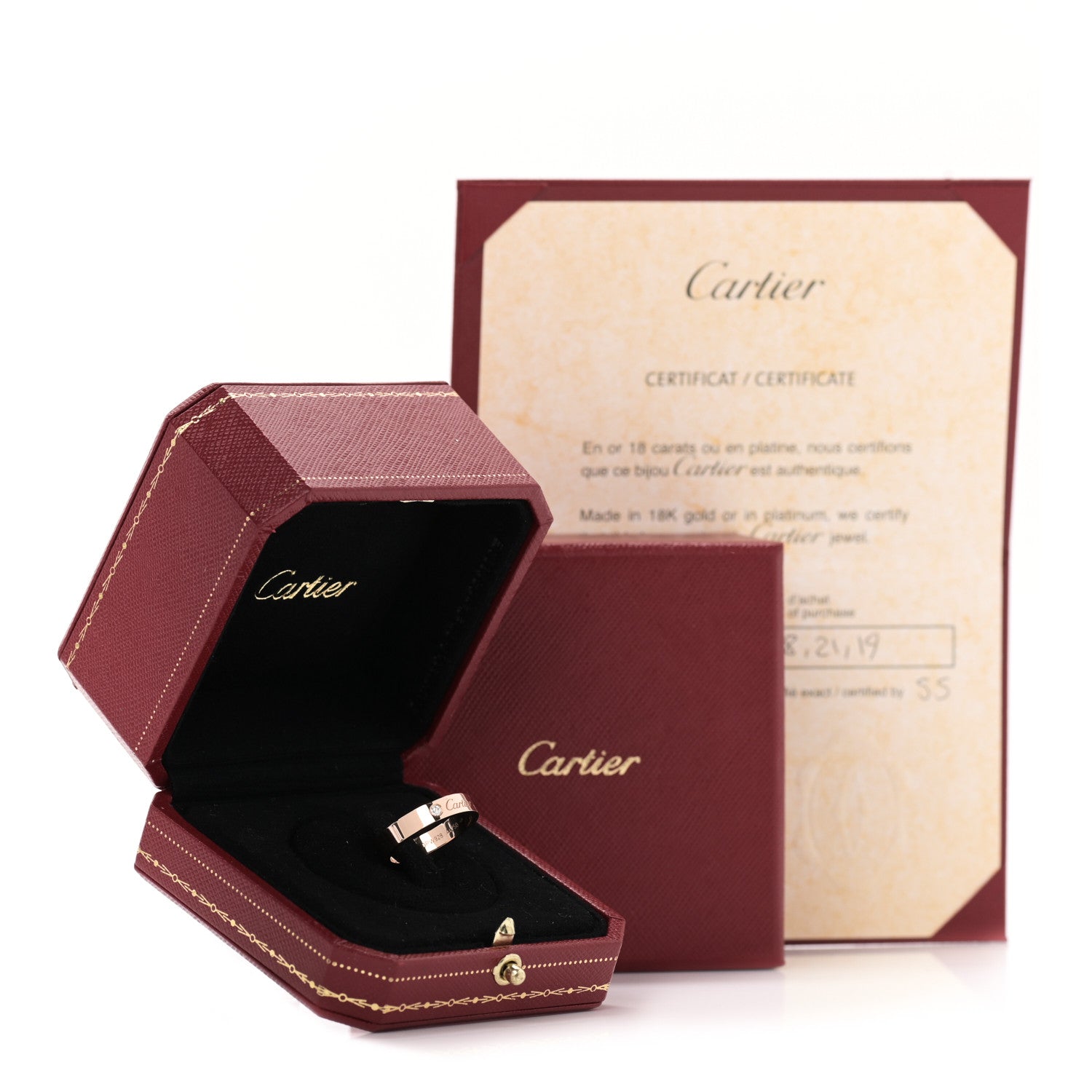 Cartier 18K Pink Gold Diamond 3mm C De Cartier Wedding Band Ring 55 7.25 6 of 6
