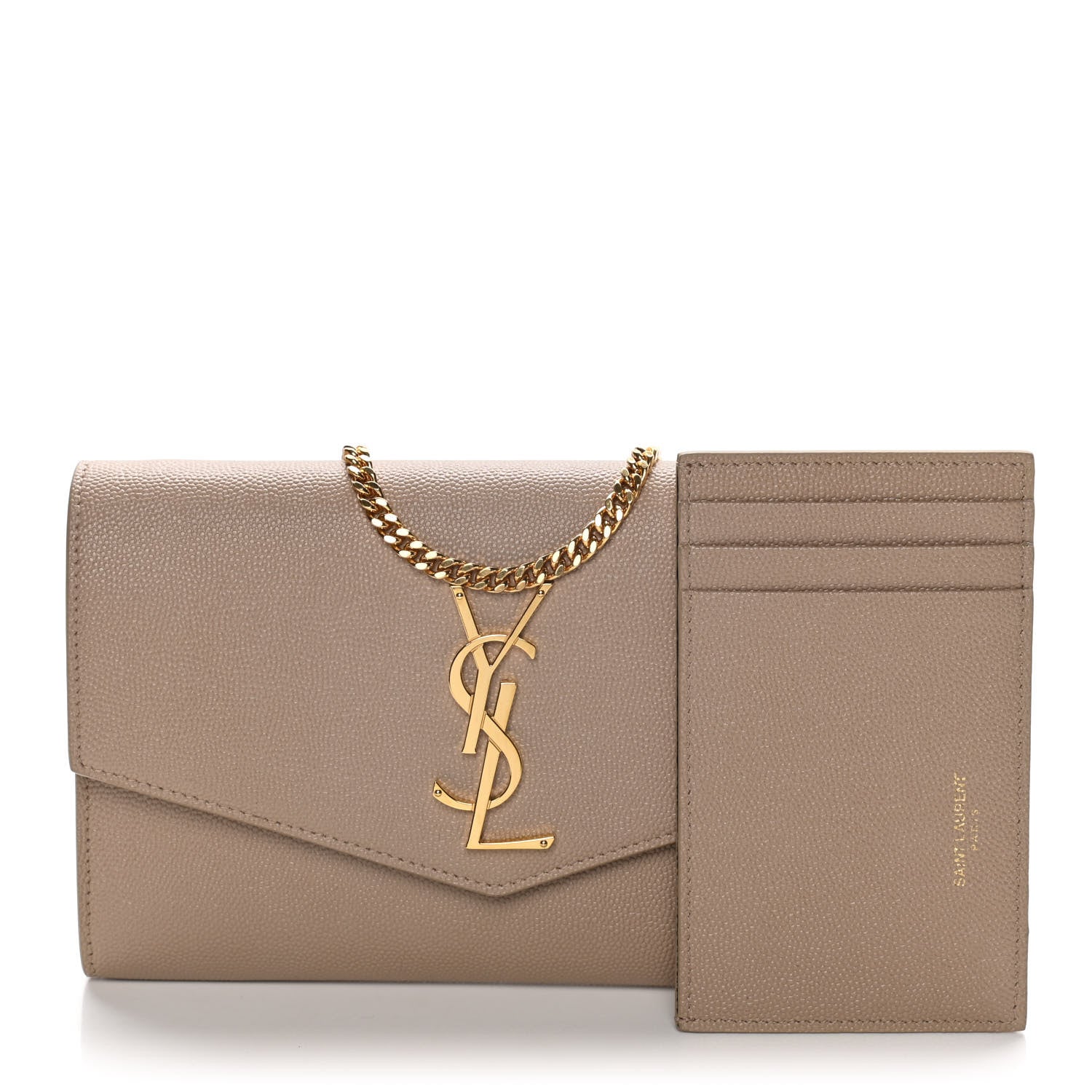 Saint Laurent Grain De Poudre Monogram Uptown Chain Wallet Nude Powder 3 of 10