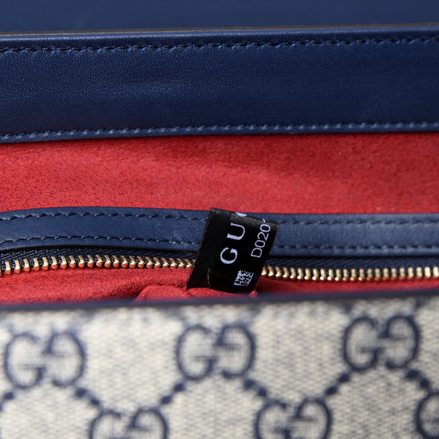 GG Supreme Monogram Calfskin Medium Padlock Top Handle Bag Beige Blue Mystic White Hibiscus Red