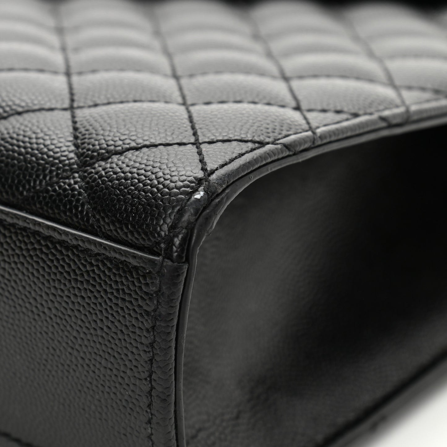Grain De Poudre Textured Mixed Matelasse Large Triquilt Monogram Monochrome Satchel Black