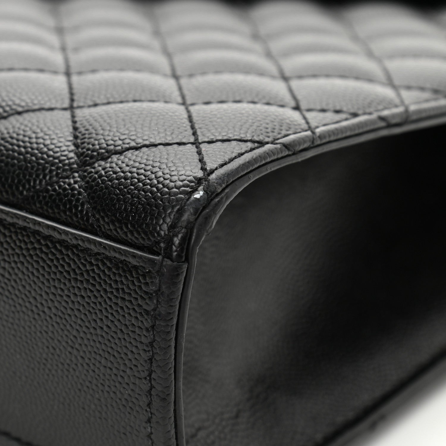 Saint Laurent Grain De Poudre Textured Mixed Matelasse Large Triquilt Monogram Monochrome Satchel Black 13 of 14