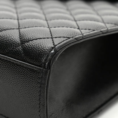 Saint Laurent Grain De Poudre Textured Mixed Matelasse Large Triquilt Monogram Monochrome Satchel Black 13 of 14