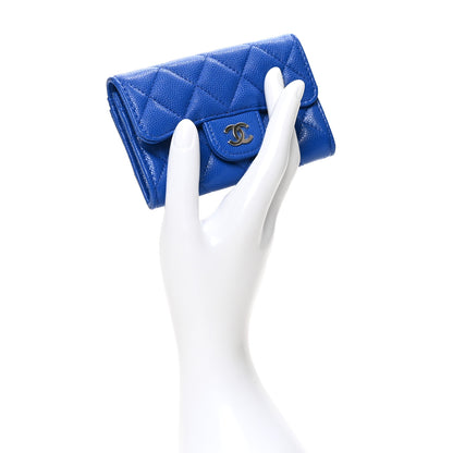 Chanel Caviar Quilted Flap Card Holder Wallet Blue 2 of 7