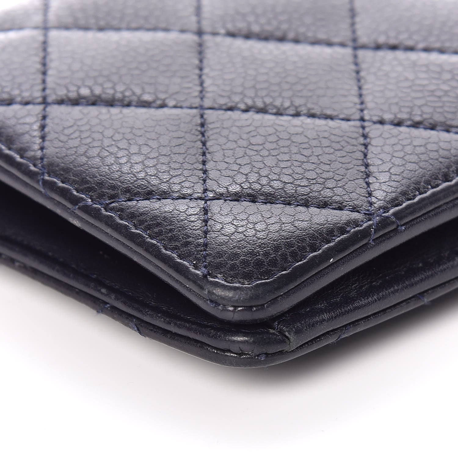 Chanel Caviar Quilted Yen Wallet Dark Blue 5 of 10